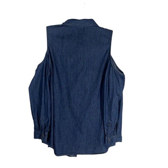 Dianne Gilman Women Long Sleeve Cold Shoulder Button Up Jean Shirt XL Denim Top - Picture 3 of 7